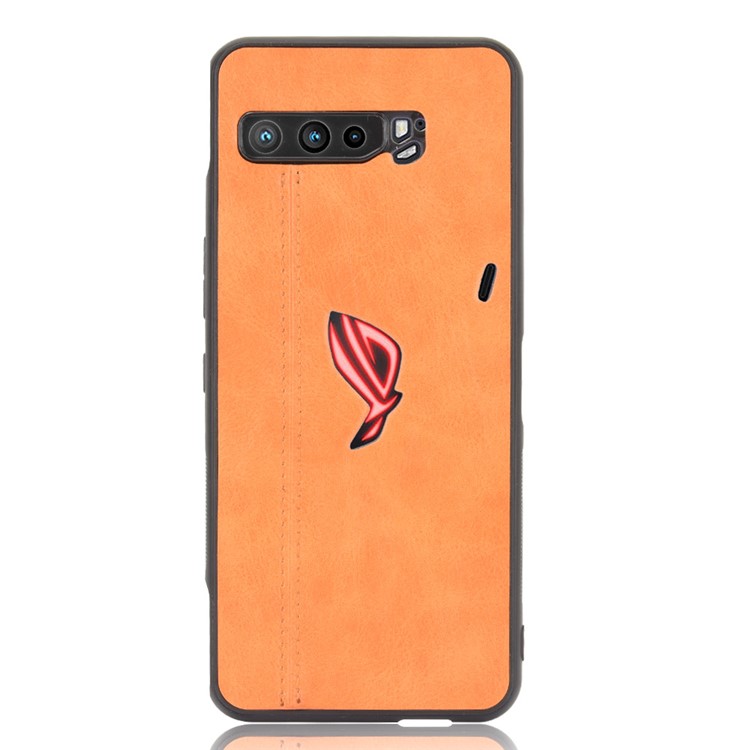 Leather Coated PC + TPU Combo Shell for Asus ROG Phone 3 ZS661KS/3 Strix - Yellow-3