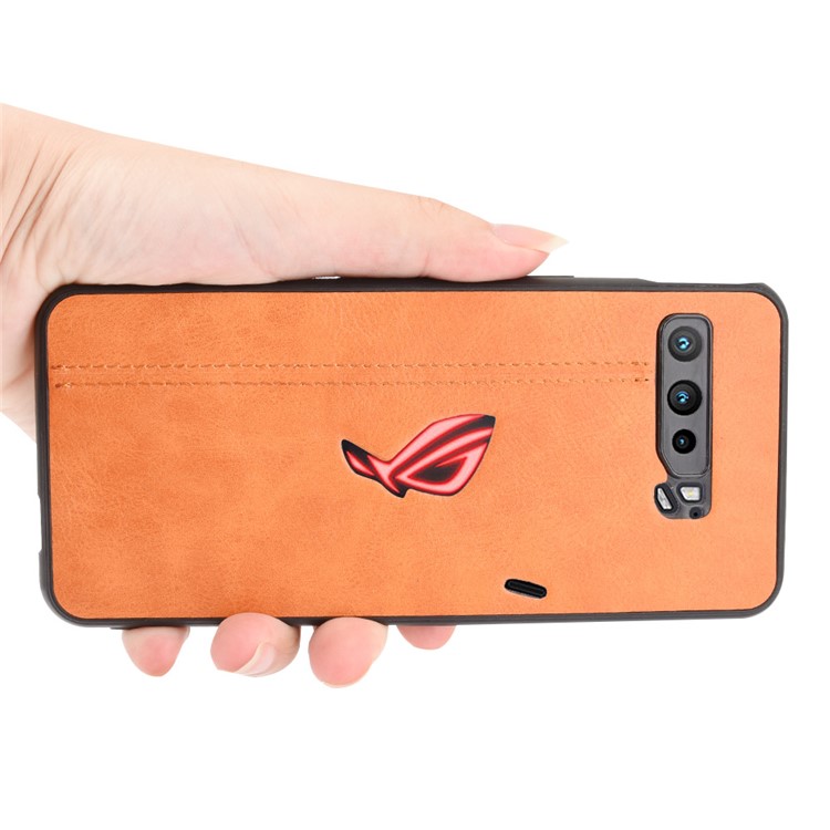 Кожаный PC + TPU Combo Shell Для Asus Rog Phone 3 Zs661ks/3 Strix - Желтый-5