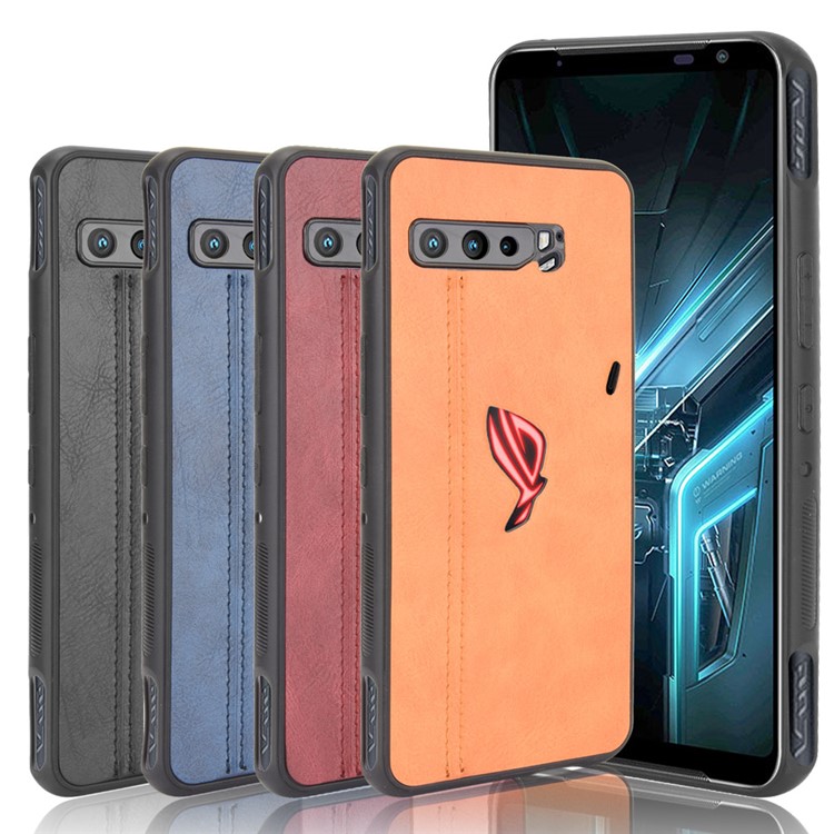 Leather Coated PC + TPU Combo Shell for Asus ROG Phone 3 ZS661KS/3 Strix - Yellow-8