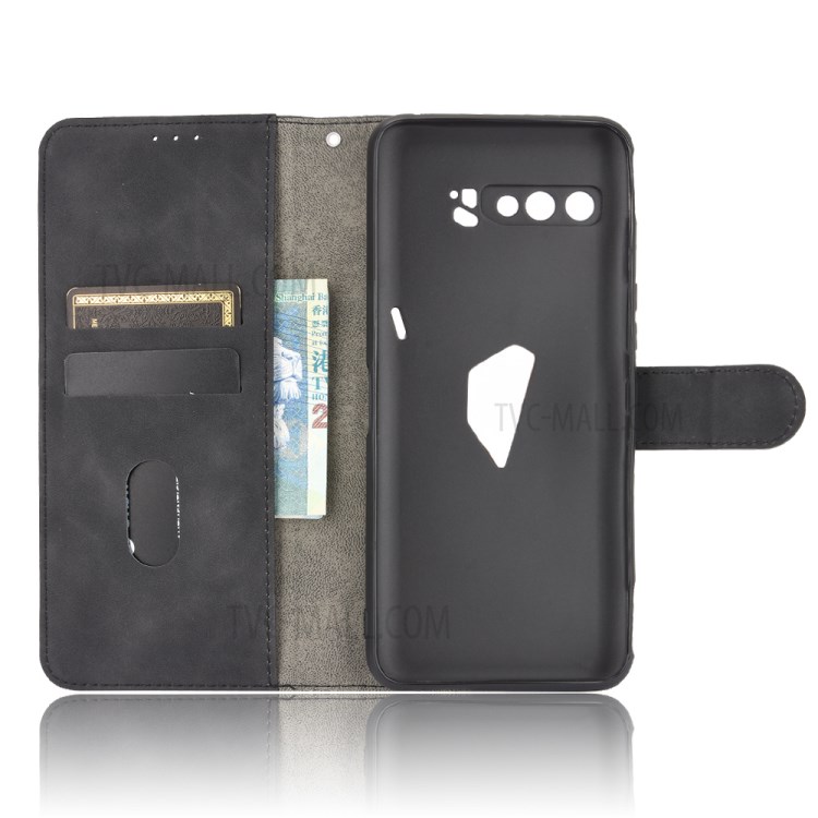 Skin-touch Flip Case Wallet Stand Leather Cover for Asus ROG Phone 3 ZS661KS - Black-3