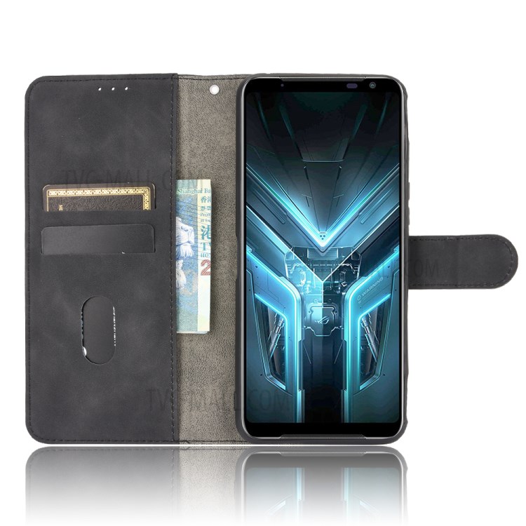 Skin-touch Flip Case Wallet Stand Leather Cover for Asus ROG Phone 3 ZS661KS - Black-4