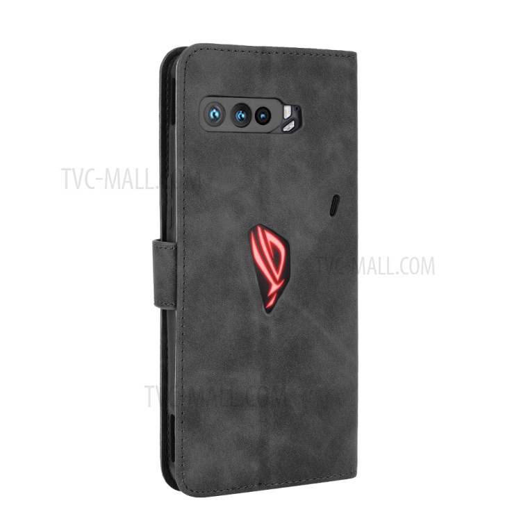 Skin-touch Flip Case Wallet Stand Leather Cover for Asus ROG Phone 3 ZS661KS - Black-6