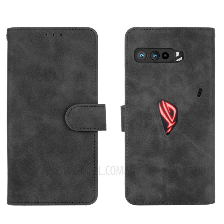 Skin-touch Flip Case Wallet Stand Leather Cover for Asus ROG Phone 3 ZS661KS - Black-7