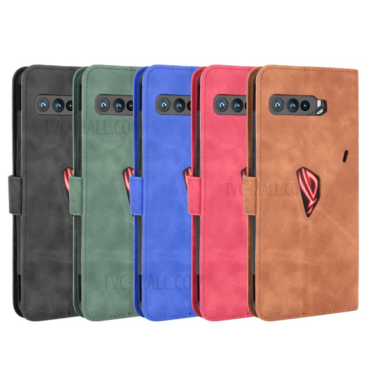 Skin-touch Flip Case Wallet Stand Leather Cover for Asus ROG Phone 3 ZS661KS - Black-9