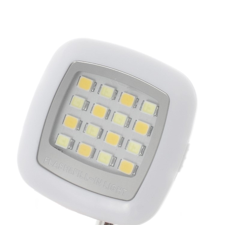 3.5mm Mini Portable 16-LED Selfie Flash and Fill Light for iPhone iPad Samsung Sony - White-4