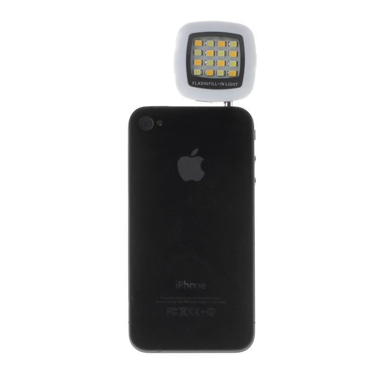 3.5mm Mini Portable 16-LED Selfie Flash and Fill Light for iPhone iPad Samsung Sony - White-5