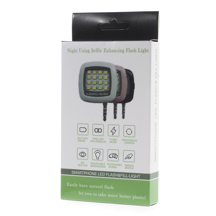 3.5mm Mini Portable 16-LED Selfie Flash and Fill Light for iPhone iPad Samsung Sony - White-7
