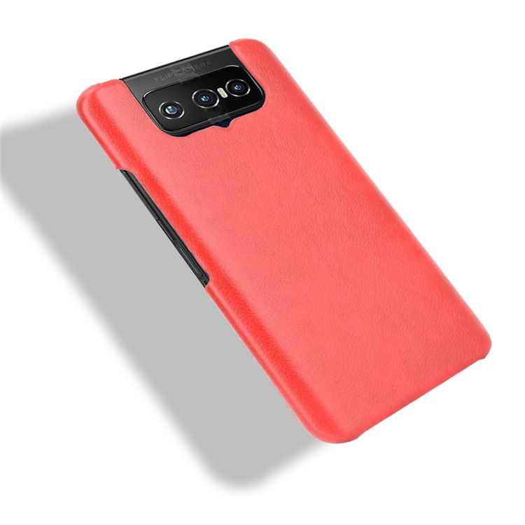 Capa de Telefone Litchi Skin Coated Coated PC Case Para Asus Zenfone 7 ZS670KS/7 Pro Zs671ks - Vermelho