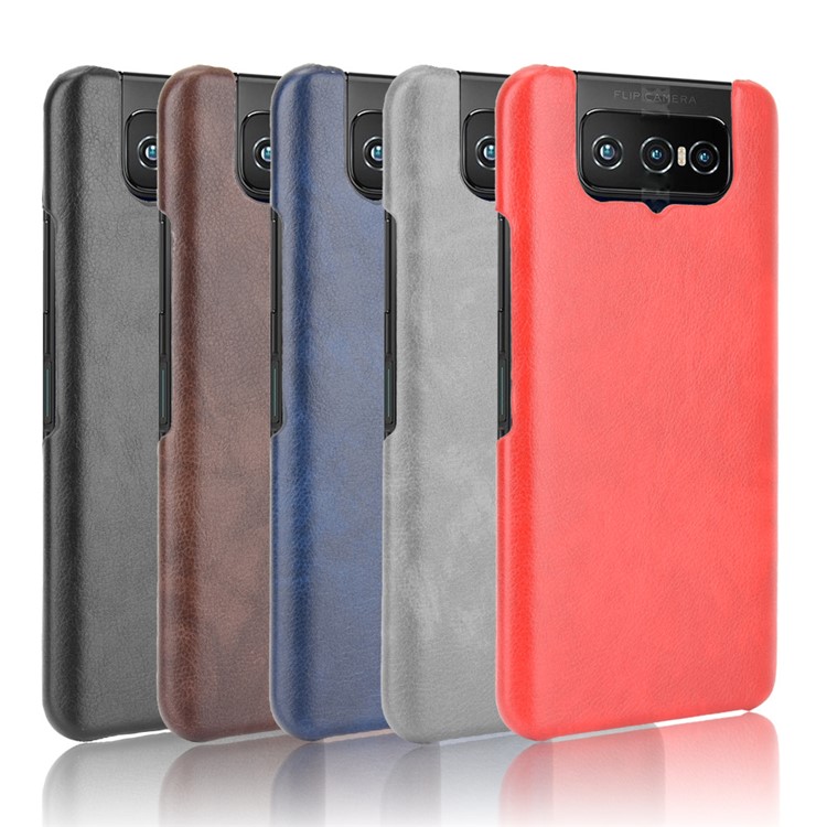 Phone Cover Litchi Skin Leather Coated PC Case for Asus Zenfone 7 ZS670KS/7 Pro ZS671KS - Red-7