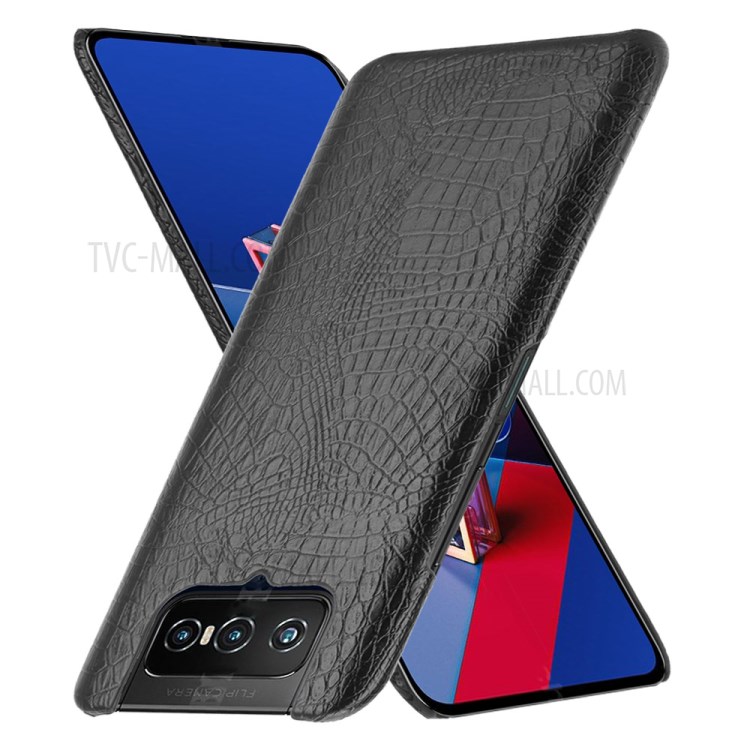 Crocodile Texture Cover PU Leather Coated PC Phone Shell for Asus Zenfone 7 ZS670KS/7 Pro ZS671KS - Black-2