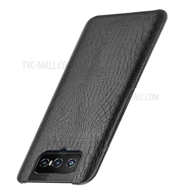 Crocodile Texture Cover PU Leather Coated PC Phone Shell for Asus Zenfone 7 ZS670KS/7 Pro ZS671KS - Black-3