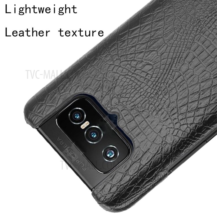 Crocodile Texture Cover PU Leather Coated PC Phone Shell for Asus Zenfone 7 ZS670KS/7 Pro ZS671KS - Black-4