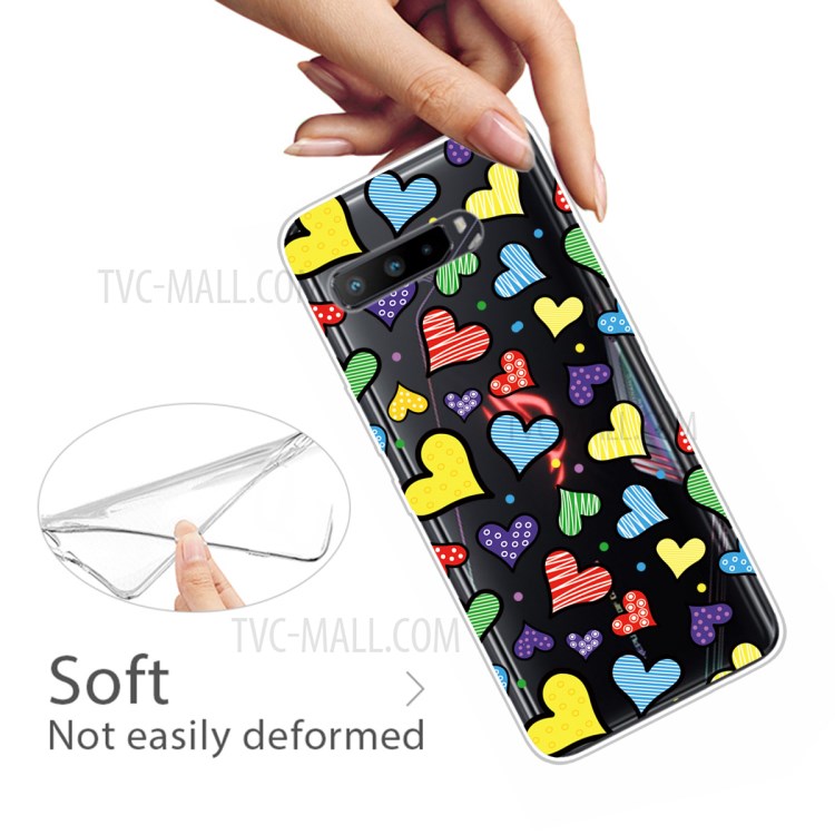 Pattern Printing Clear TPU Cell Phone Case Cover for Asus ROG Phone 3 ZS661KS - Hearts-4