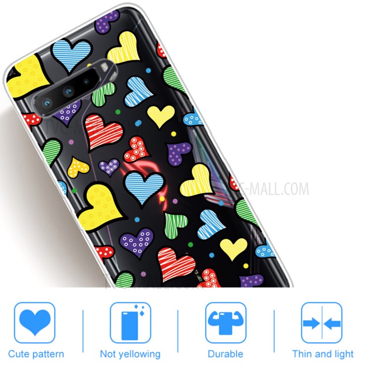 Pattern Printing Clear TPU Cell Phone Case Cover for Asus ROG Phone 3 ZS661KS - Hearts-5