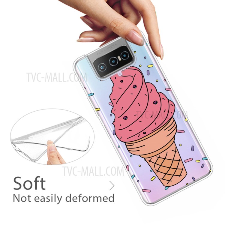 Pattern Printing Clear TPU Case for Asus Zenfone 7 Pro ZS671KS - Pink Ice Cream-4