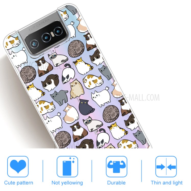 Pattern Printing Case TPU Cover for Asus Zenfone 7 Pro ZS671KS - Cute Cats-5