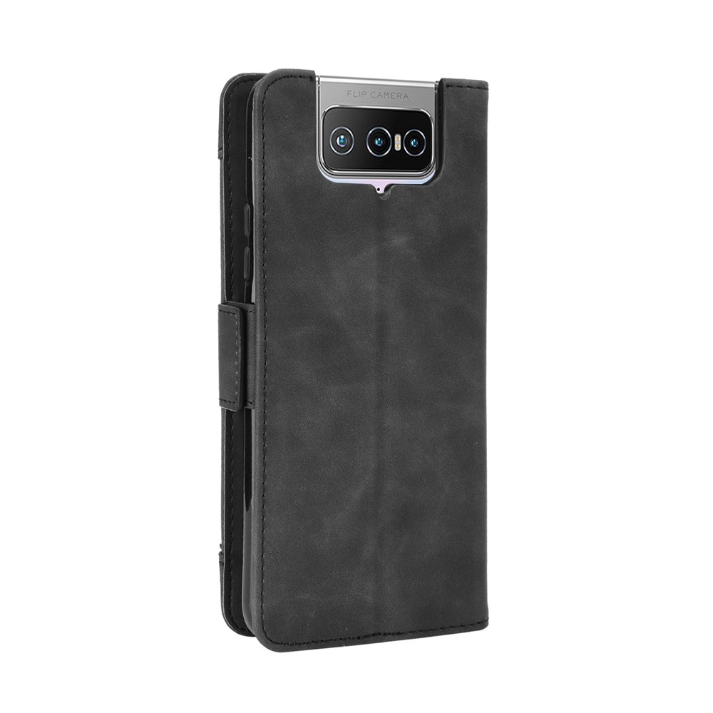 Protector de Stand de Billetera de Billetera de Cuero de Múltiples Ranuras Para Asus Zenfone 7 Zs670k/zenfone 7 Pro ZS671KS - Negro