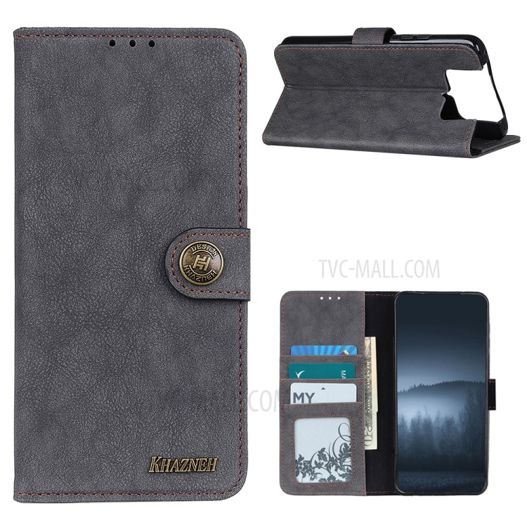 KHAZNEH Retro Split Leather Cover for Asus Zenfone 7 ZS670KS/Zenfone 7 Pro ZS671KS - Black-1