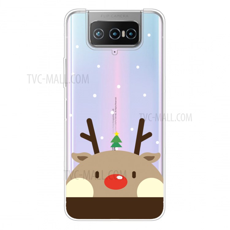 Christmas Style Pattern Printing TPU Phone Cover for Asus Zenfone 7 Pro ZS671KS - Cute Elk-1