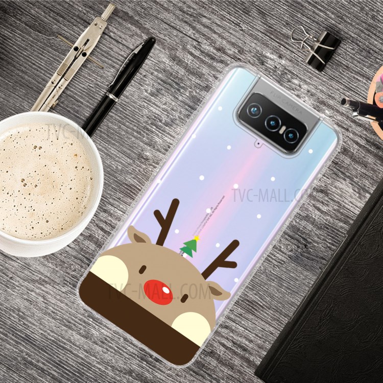 Christmas Style Pattern Printing TPU Phone Cover for Asus Zenfone 7 Pro ZS671KS - Cute Elk-2