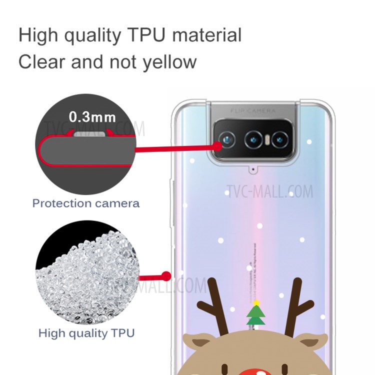 Christmas Style Pattern Printing TPU Phone Cover for Asus Zenfone 7 Pro ZS671KS - Cute Elk-4