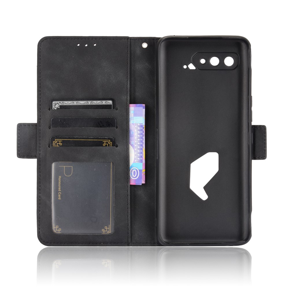 Leather Wallet Protective Case with Multiple Card Slots for Asus ROG Phone 5 - Black-6