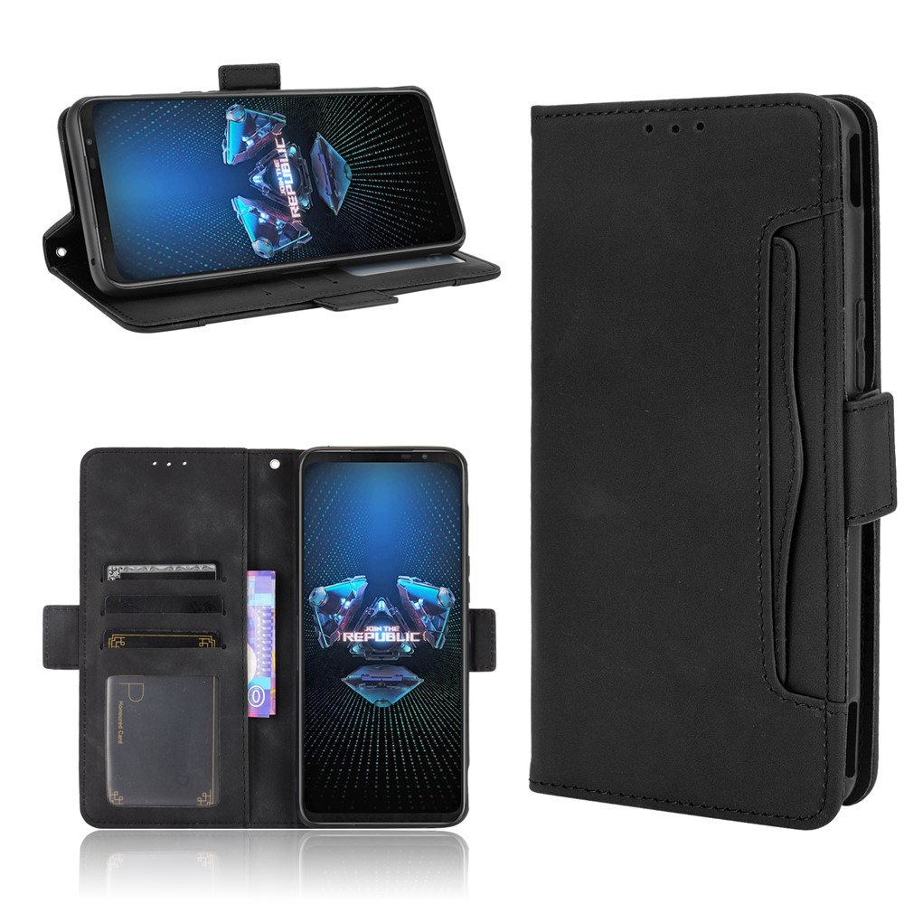 Leather Wallet Protective Case with Multiple Card Slots for Asus ROG Phone 5 - Black-9