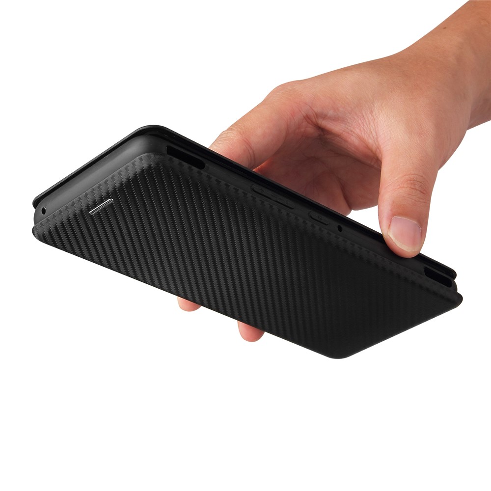 Carbon Fiber Texture Cell Phone Stand Cover for Asus ROG Phone 5 Auto-absorbed Leather Case - Black-6