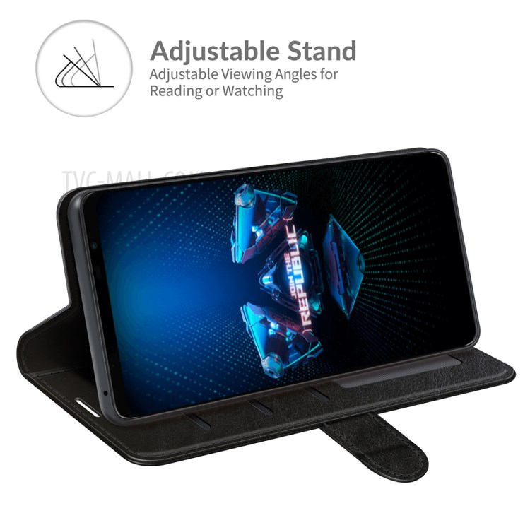 Crazy Horse Texture Stand Design Wallet Leather Case for Asus ROG Phone 5 - Black-4