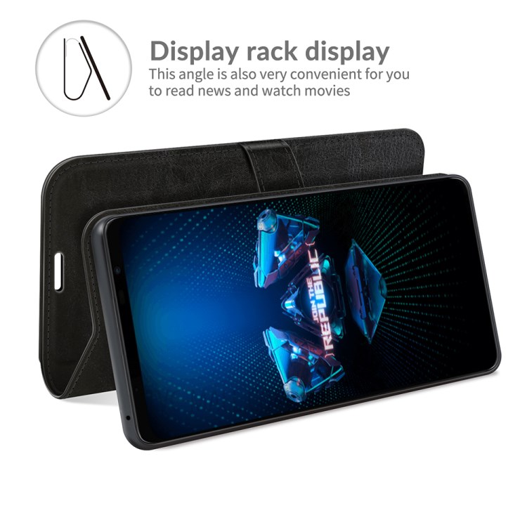 Crazy Horse Texture Stand Design Wallet Leather Case for Asus ROG Phone 5 - Black-5