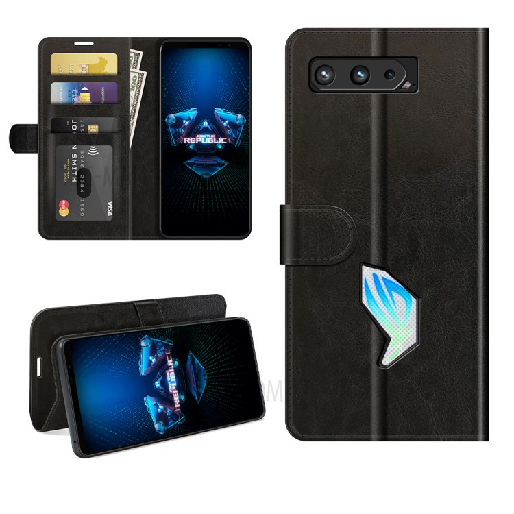 Crazy Horse Texture Stand Design Wallet Leather Case for Asus ROG Phone 5 - Black-7