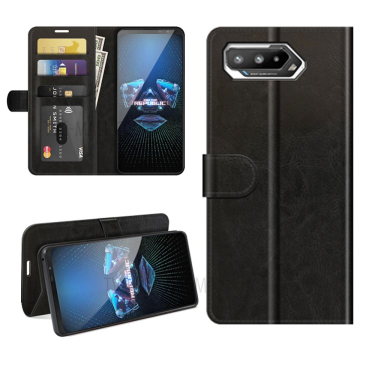 Crazy Horse Texture Stand Design Wallet Leather Case for Asus ROG Phone 5 - Black-8