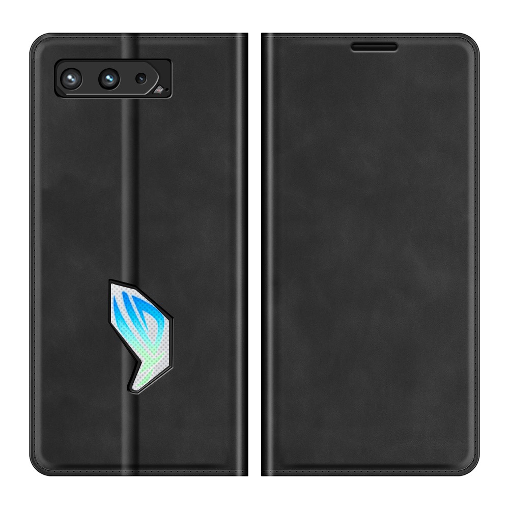 Skin-Touch Auto-absorbed Wallet Cover Leather Stand Shell for Asus ROG Phone 5 - Black-1
