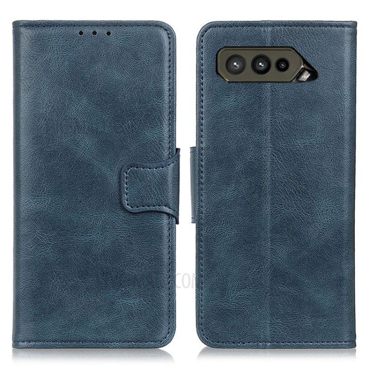 Crazy Horse Leather Wallet Stand Shell for Asus ROG Phone 5 - Blue-1