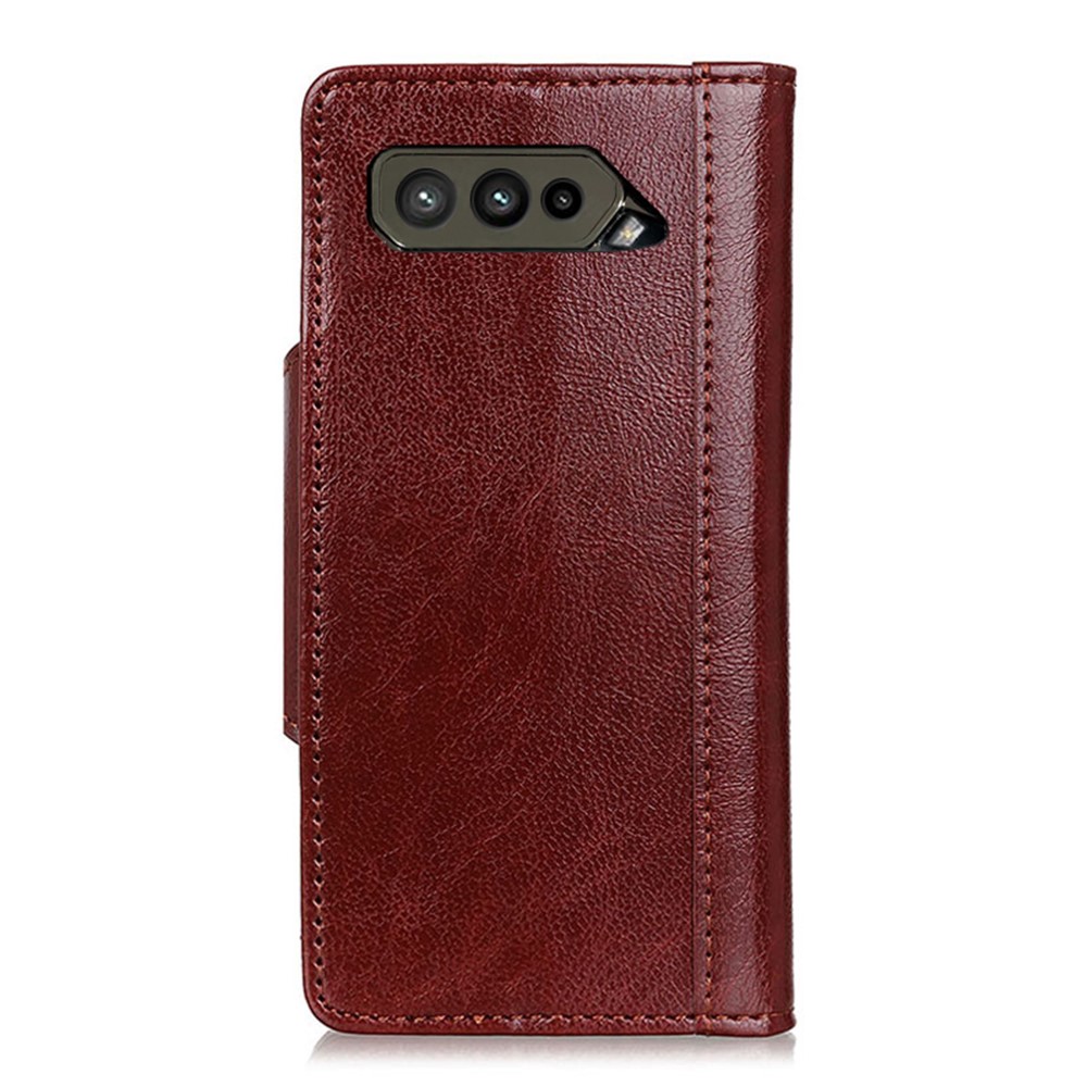 Wallet Design Full Protection PU Leather Phone Case with Stand for Asus ROG Phone 5 - Brown-5