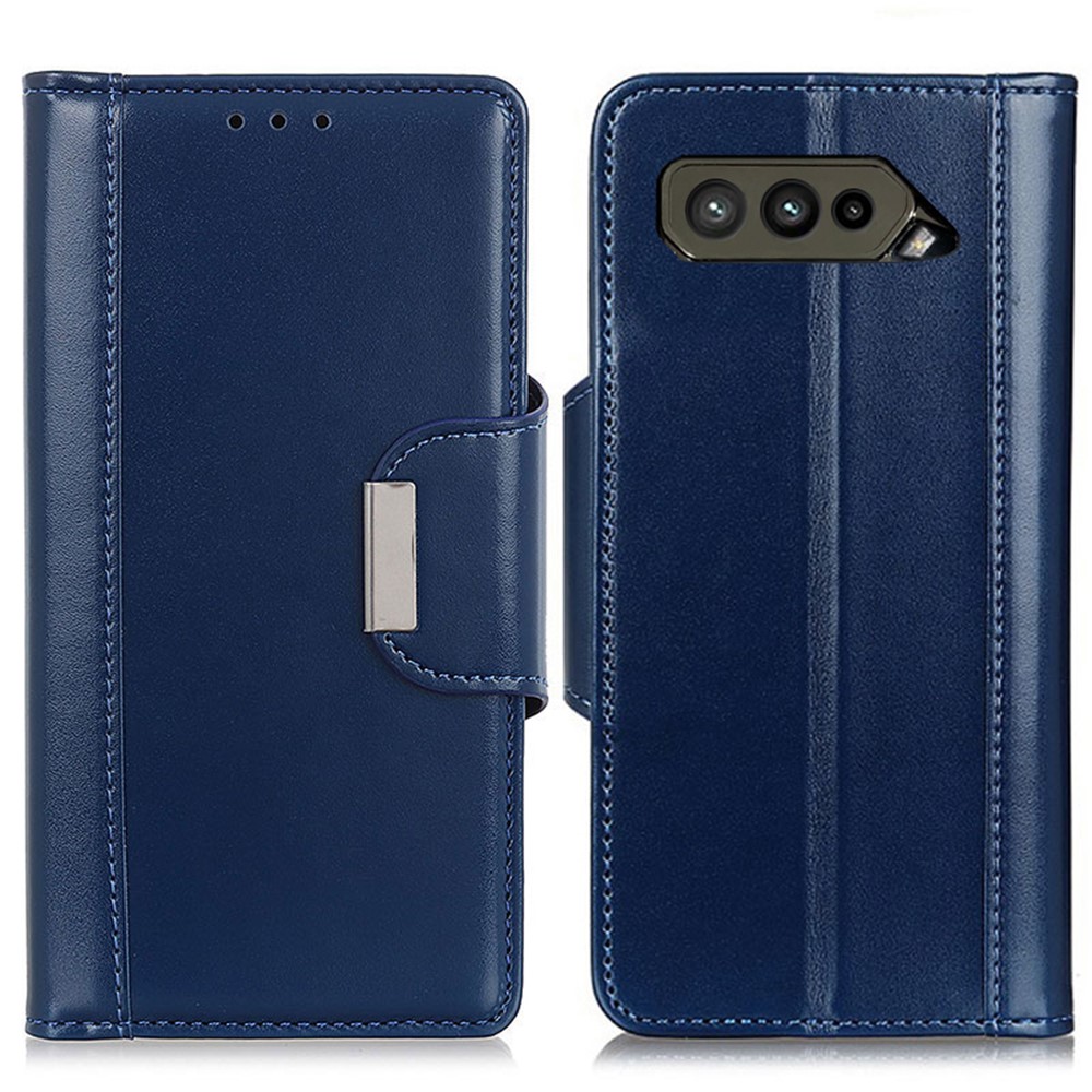 PU Leather Wallet Stand Design Magnetic Clasp Protection Case Shell for Asus ROG Phone 5 - Blue-1