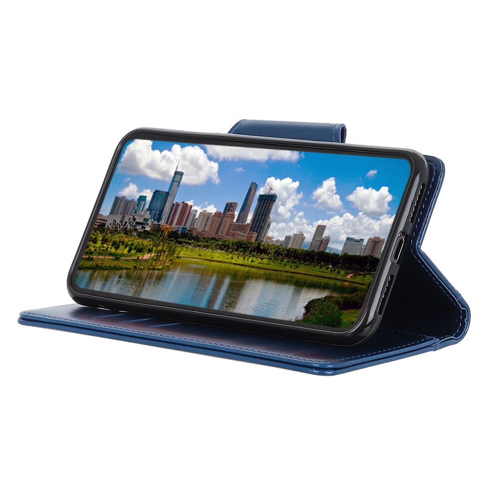 PU Leather Wallet Stand Design Magnetic Clasp Protection Case Shell for Asus ROG Phone 5 - Blue-3