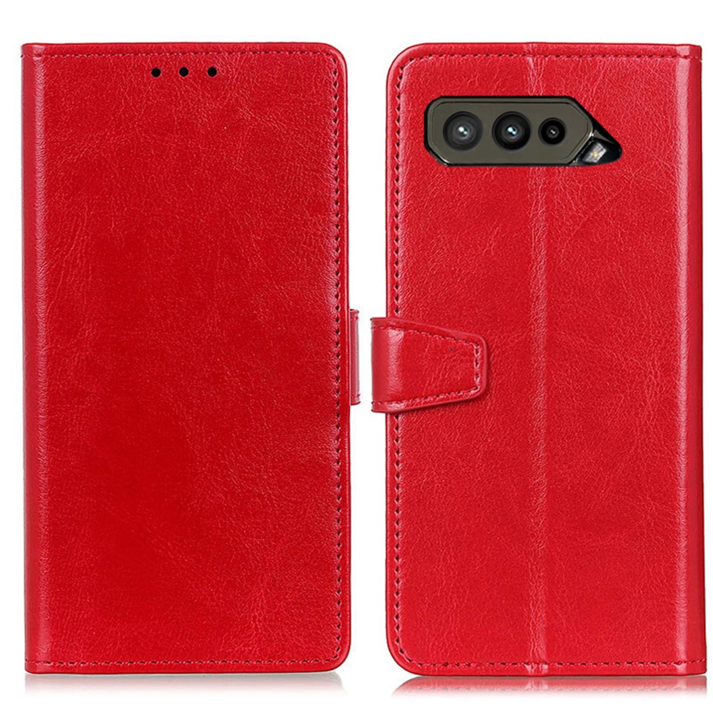 Full Protection Wallet Stand Design Leather Phone Shell Case for Asus ROG Phone 5 - Red-1