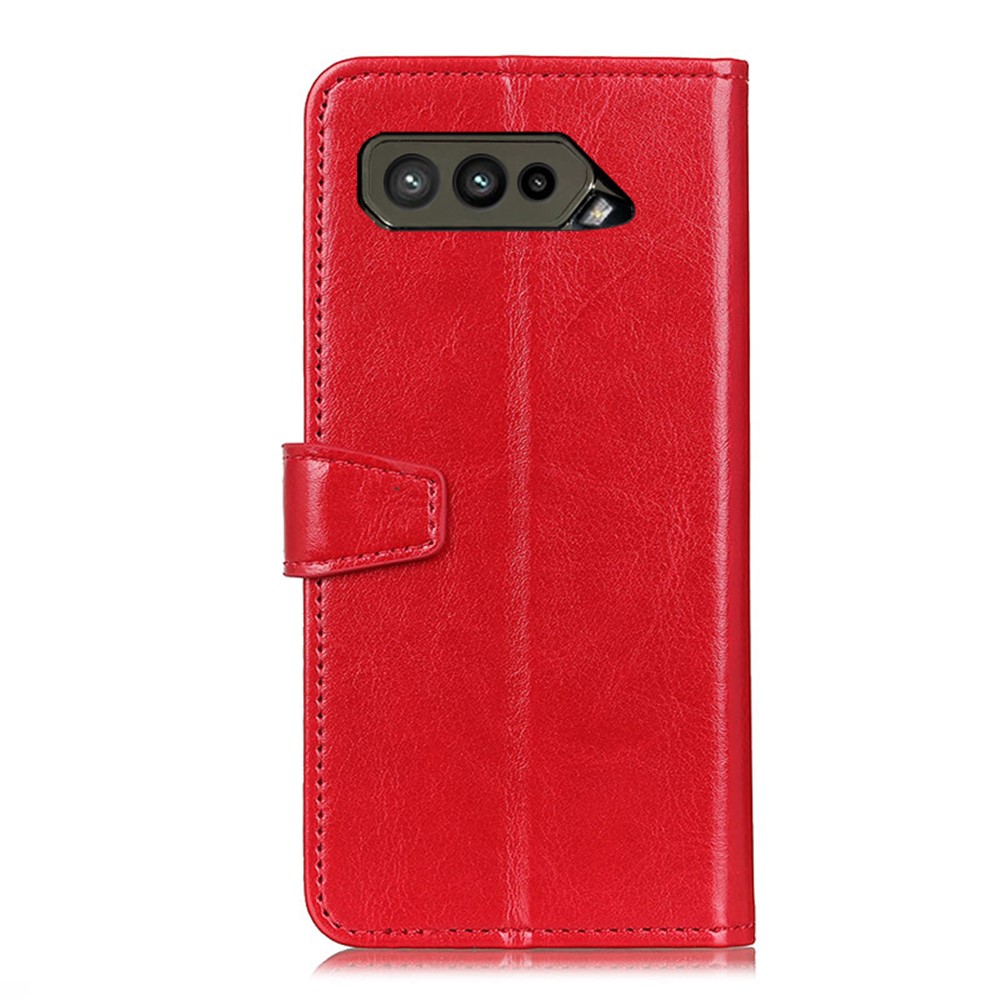 Full Protection Wallet Stand Design Leather Phone Shell Case for Asus ROG Phone 5 - Red-4
