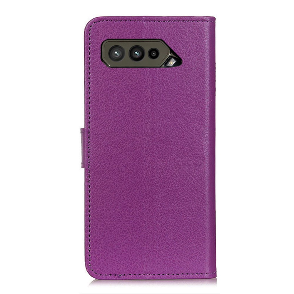 Litchi Texture PU Leather Wallet Stand Phone Protective Shell Case for Asus ROG Phone 5 - Purple-4