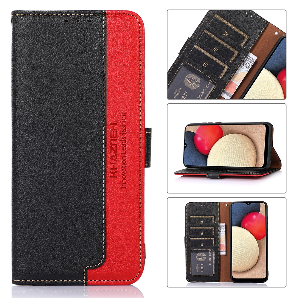 KHAZNEH RFID Blocking Litchi Skin Leather Anti-theft Swiping Design Wallet Phone Shell Case for Asus ROG Phone 5 - Black-8