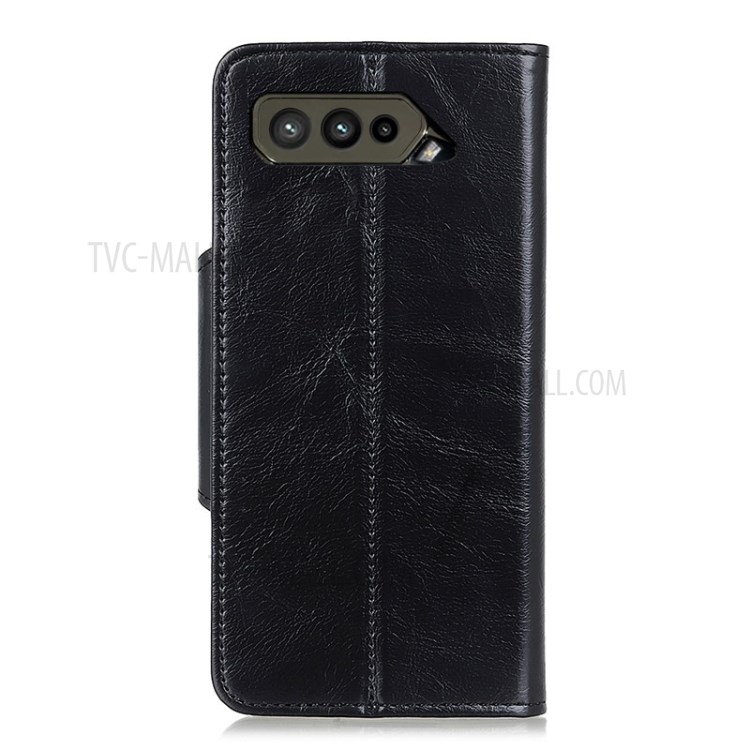 Magnetic Clasp Wallet Stand Leather Protection Phone Case Shell for Asus ROG Phone 5 - Black-4