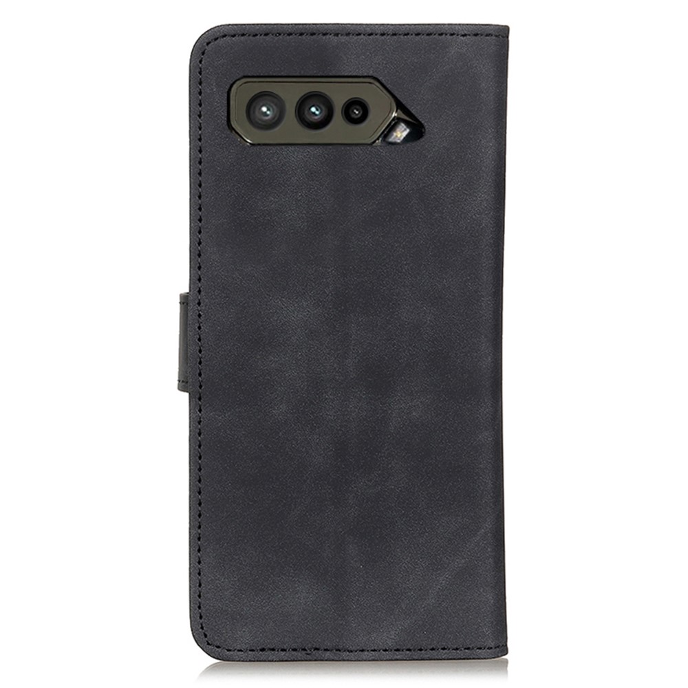 KHAZNEH Retro PU Leather Wallet Stand Cellphone Case Cover for Asus ROG Phone 5 Ultimate/ROG Phone 5 Pro/ROG Phone 5 - Black-3