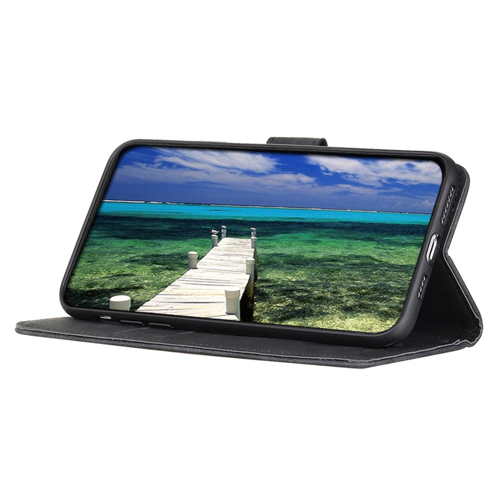 KHAZNEH Retro PU Leather Wallet Stand Cellphone Case Cover for Asus ROG Phone 5 Ultimate/ROG Phone 5 Pro/ROG Phone 5 - Black-4