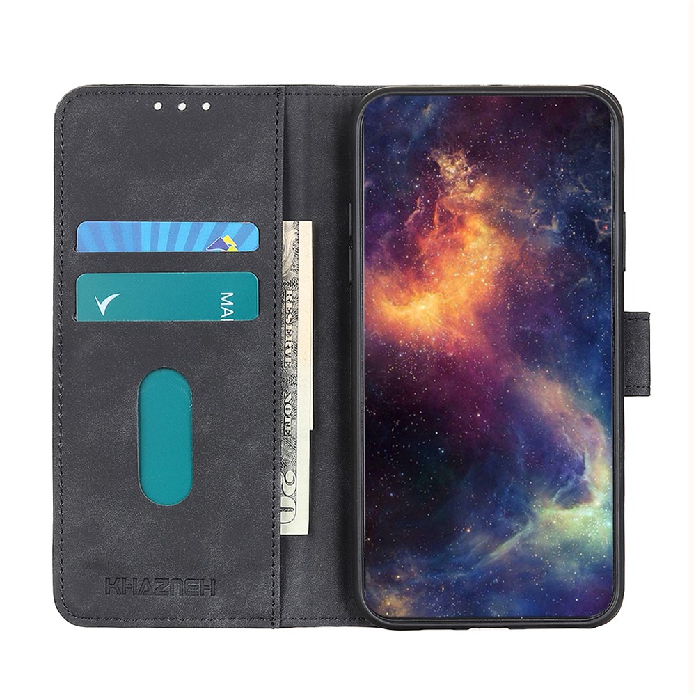 KHAZNEH Retro PU Leather Wallet Stand Cellphone Case Cover for Asus ROG Phone 5 Ultimate/ROG Phone 5 Pro/ROG Phone 5 - Black-6