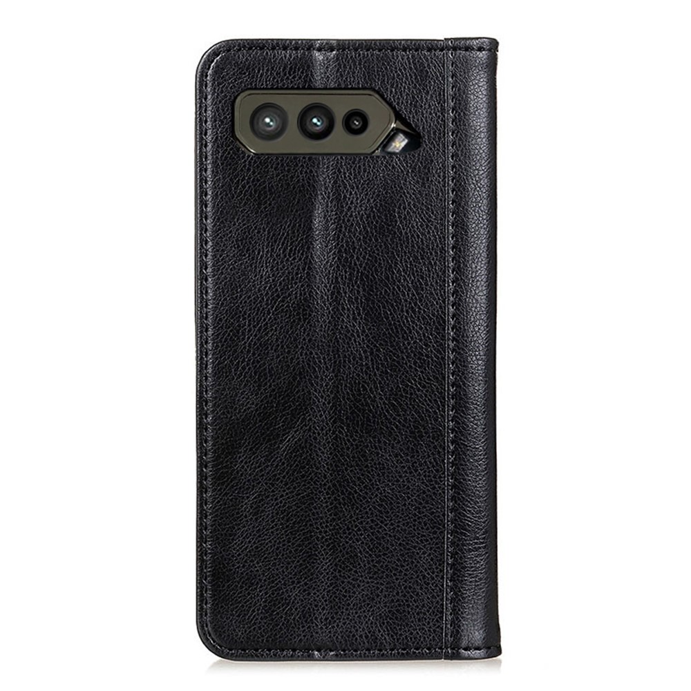 Split Leather Wallet Stand Case Auto-absorbed Litchi Texture Cover for Asus ROG Phone 5 - Black-2