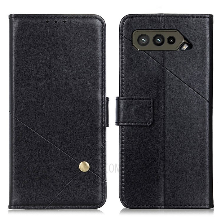 Wallet Stand PU Leather Phone Protection Shell Case for Asus ROG Phone 5 - Black-1