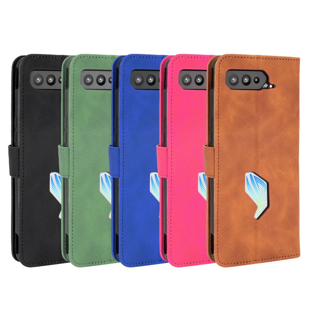 Folio Flip Skin-Touch Wallet Leather Stand Phone Case for Asus ROG Phone 5 ZS673KS - Black-10