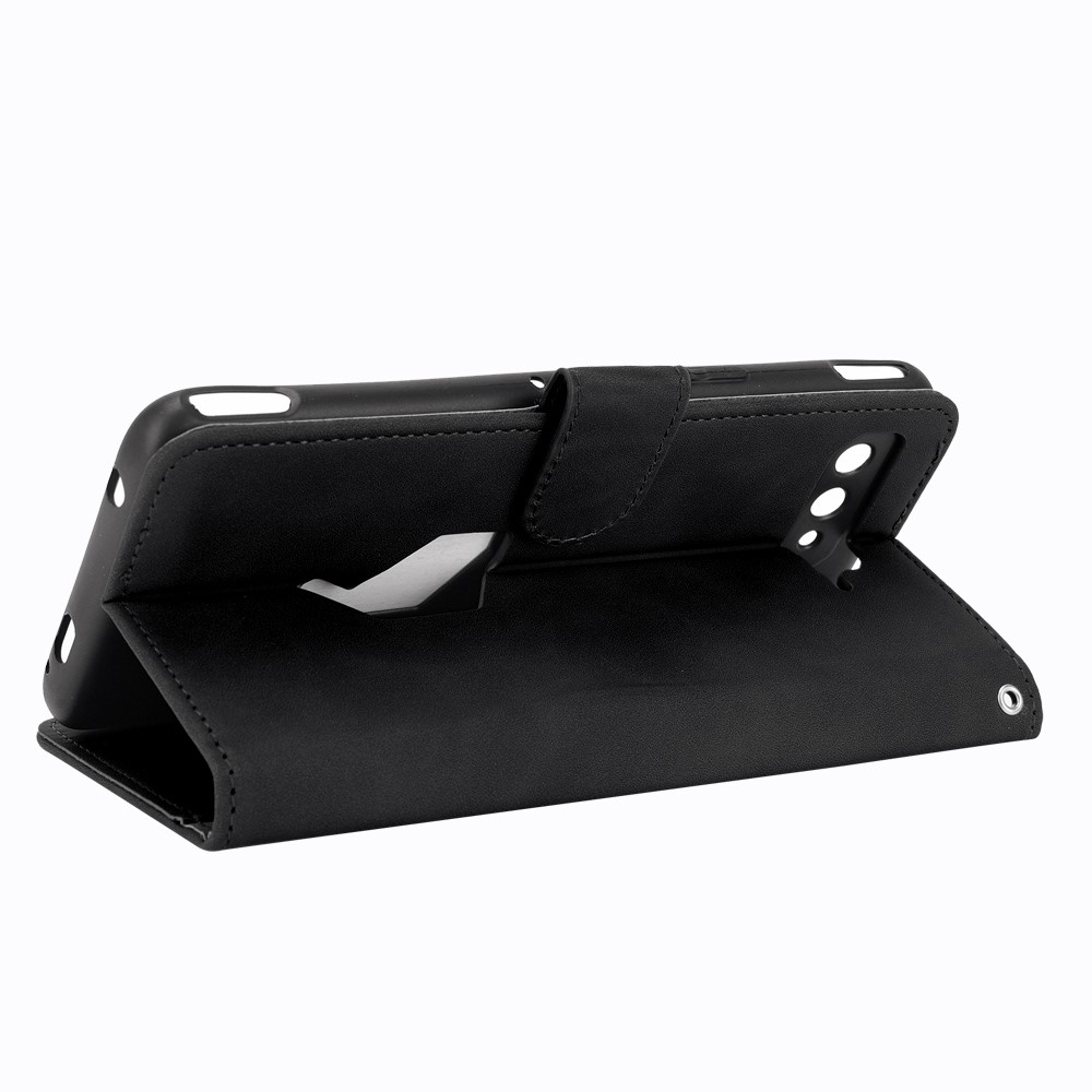 Folio Flip Skin-Touch Wallet Leather Stand Phone Case for Asus ROG Phone 5 ZS673KS - Black-4