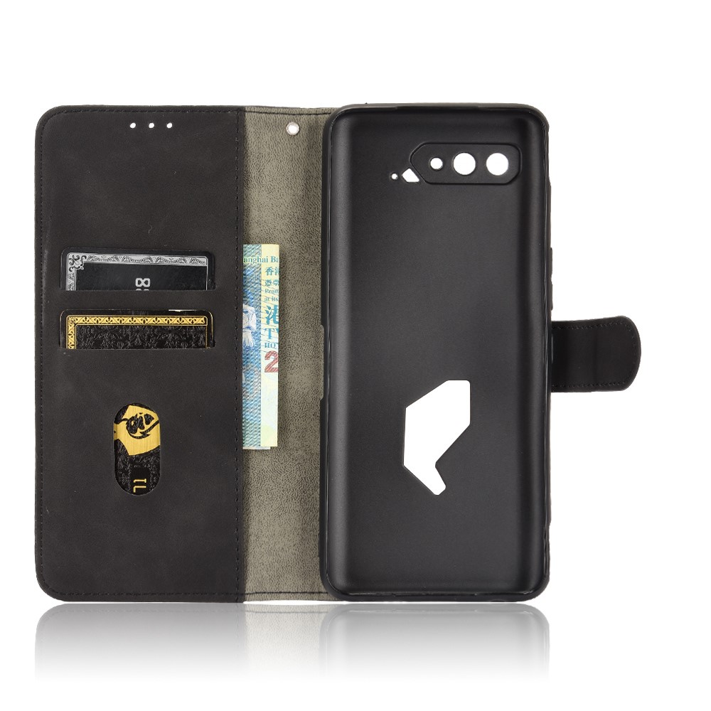 Folio Flip Skin-Touch Wallet Leather Stand Phone Case for Asus ROG Phone 5 ZS673KS - Black-8